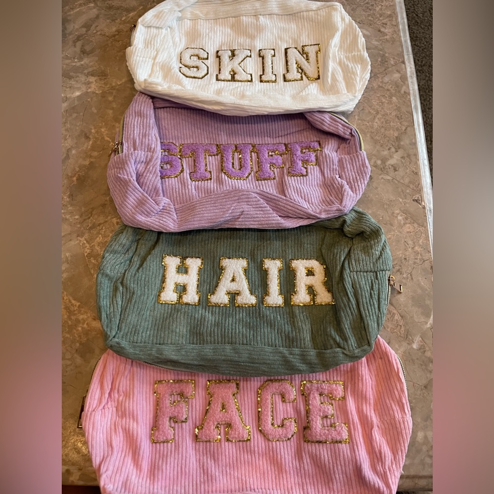 Set of 4 corduroy makeup bags!!  NEW! 🩷💚🤍💜
